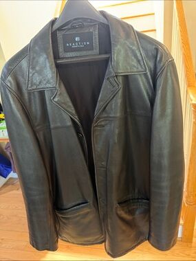 Kenneth Cole Reaction Men's Black Leather Trench Coat
